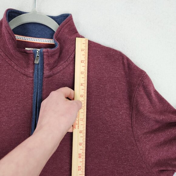 The Normal Brand Sweater Mens Large Burgundy Quarter Zip Lightweight Pullover - Picture 4 of 13